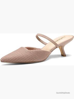 Pointed Toe Kitten Heel Pumps with Convertible Strap, Synthetic Knit